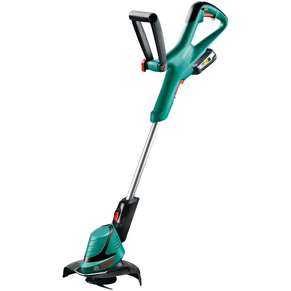 Bosch POWER4ALL ART 2318 LI 18v Cordless Grass Trimmer 230mm Cut with 1 Lithium Ion Battery 25ah with Spare Pack of Blades and Bolle Safety Glasses Worth 1190