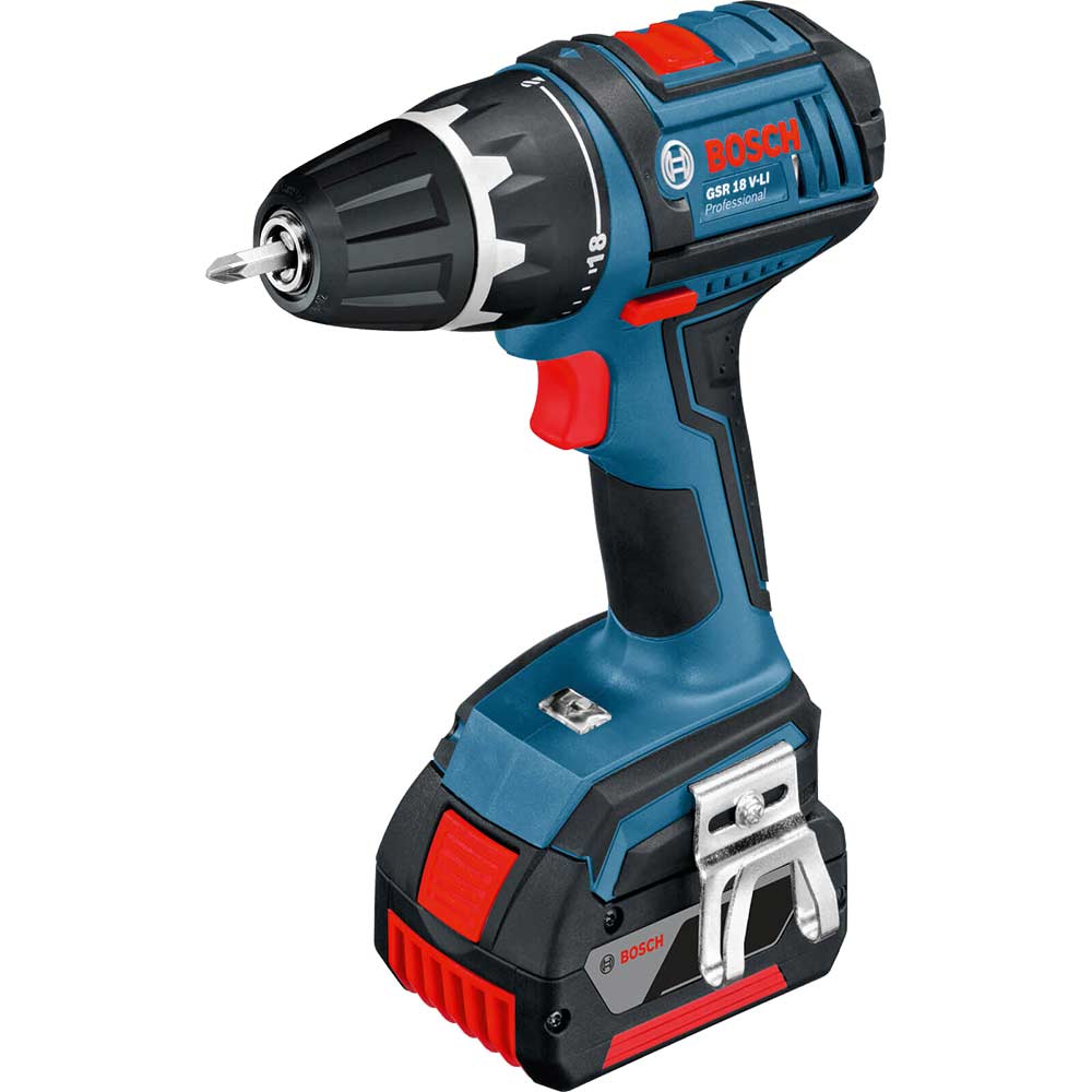 Bosch GSR 18 VLI 18v 2 Speed Cordless Drill Driver with L Boxx and 2 Lithium Ion Batteries 13ah
