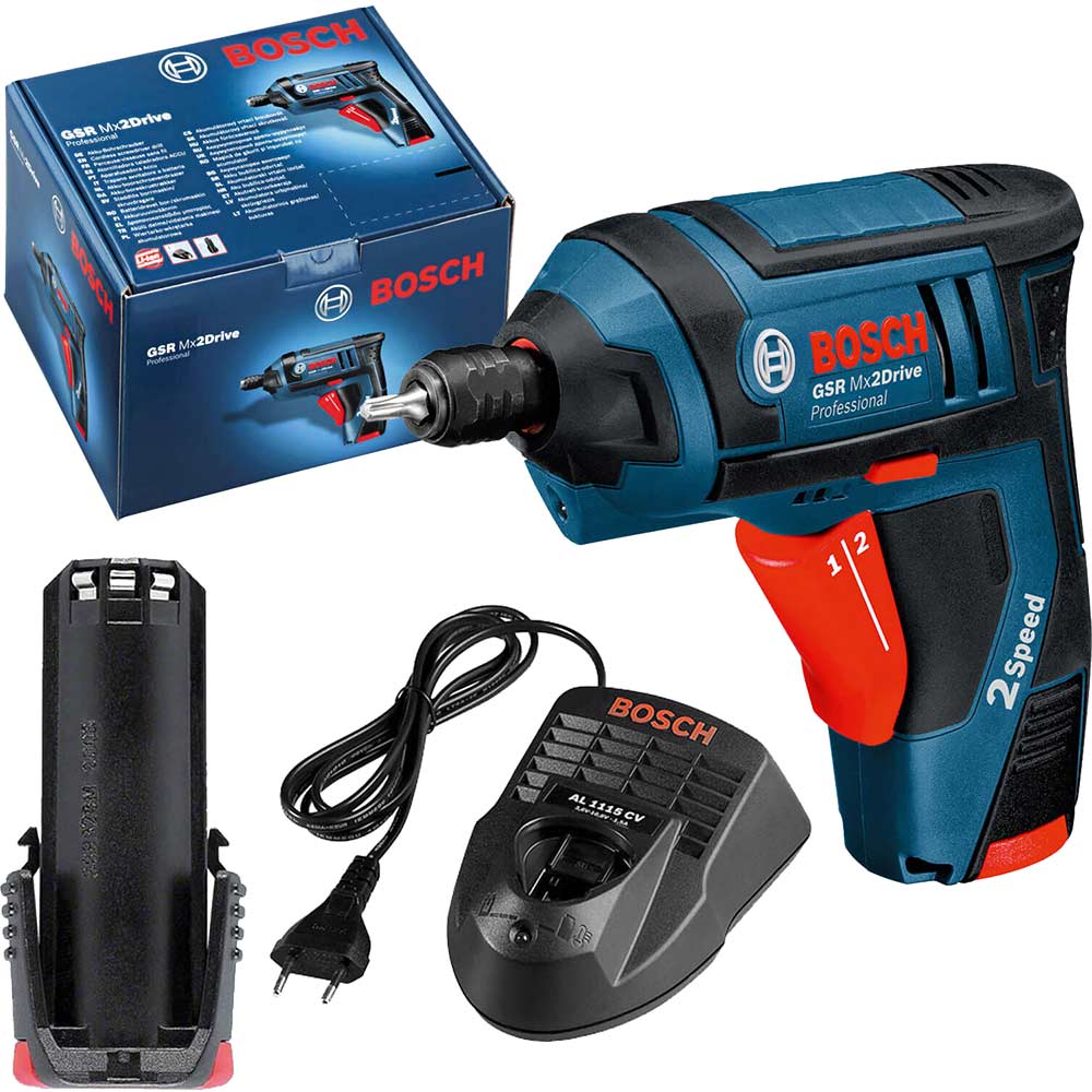 Bosch GSR 36 VLI Mx2Drive Cordless 2 Speed Screwdriver with L Boxx and 2 Lithium Ion Batteries 13ah