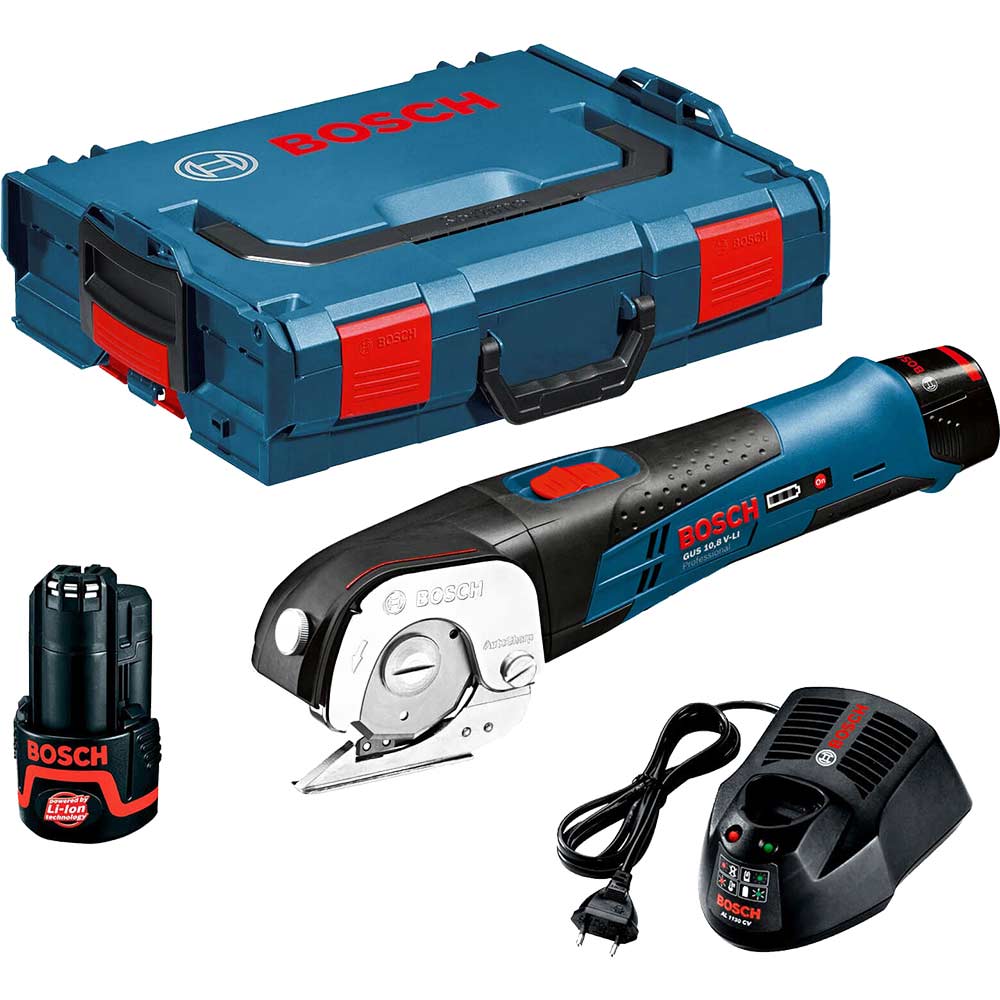 Bosch GUS 108 VLI 108v Cordless Universal Shears with L Boxx and 2 Lithium Ion Batteries 2ah