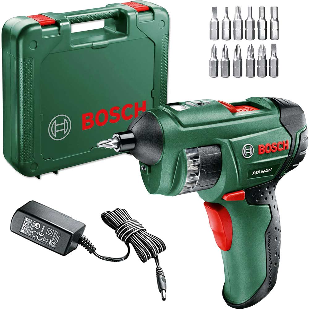 Bosch PSR SELECT 36v Cordless Screwdriver with Integral Lithium Ion Battery 12 Bits