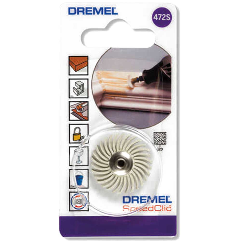 Dremel 472S EZ SpeedClic 25mm Detail Abrasive Brush Medium 120 Grit for Dremel Rotary Multi Tools