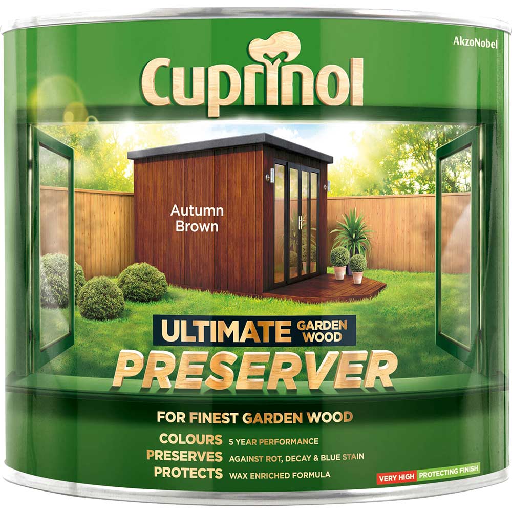 Cuprinol Ultimate Garden Exterior Wood Preserver Autumn Brown 1 Litre