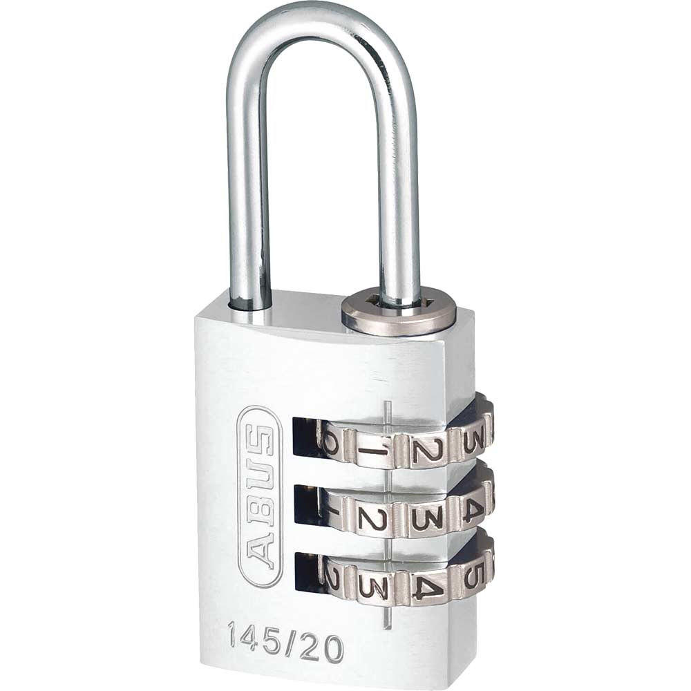 Abus 20mm 145 Series 3 Digit Combination Aluminium Padlock Silver