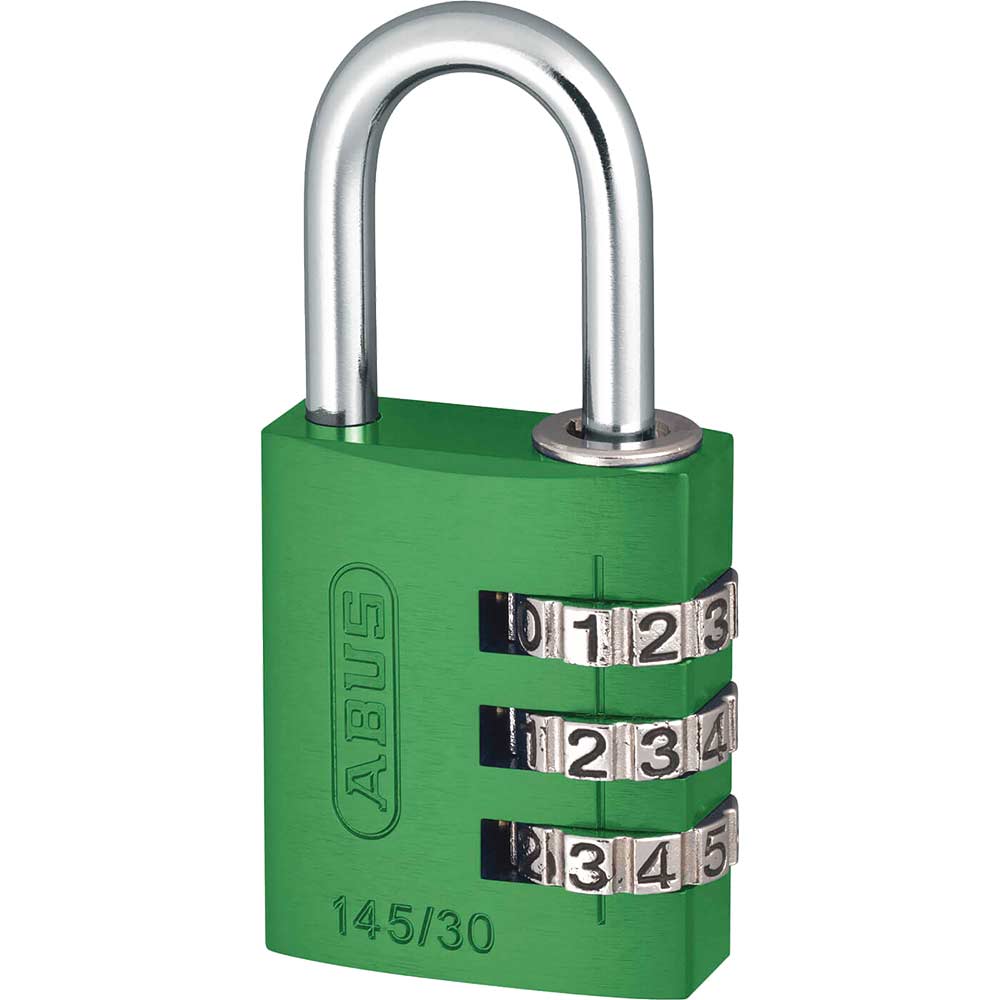 Abus 30mm 145 Series 3 Digit Combination Aluminium Padlock Green