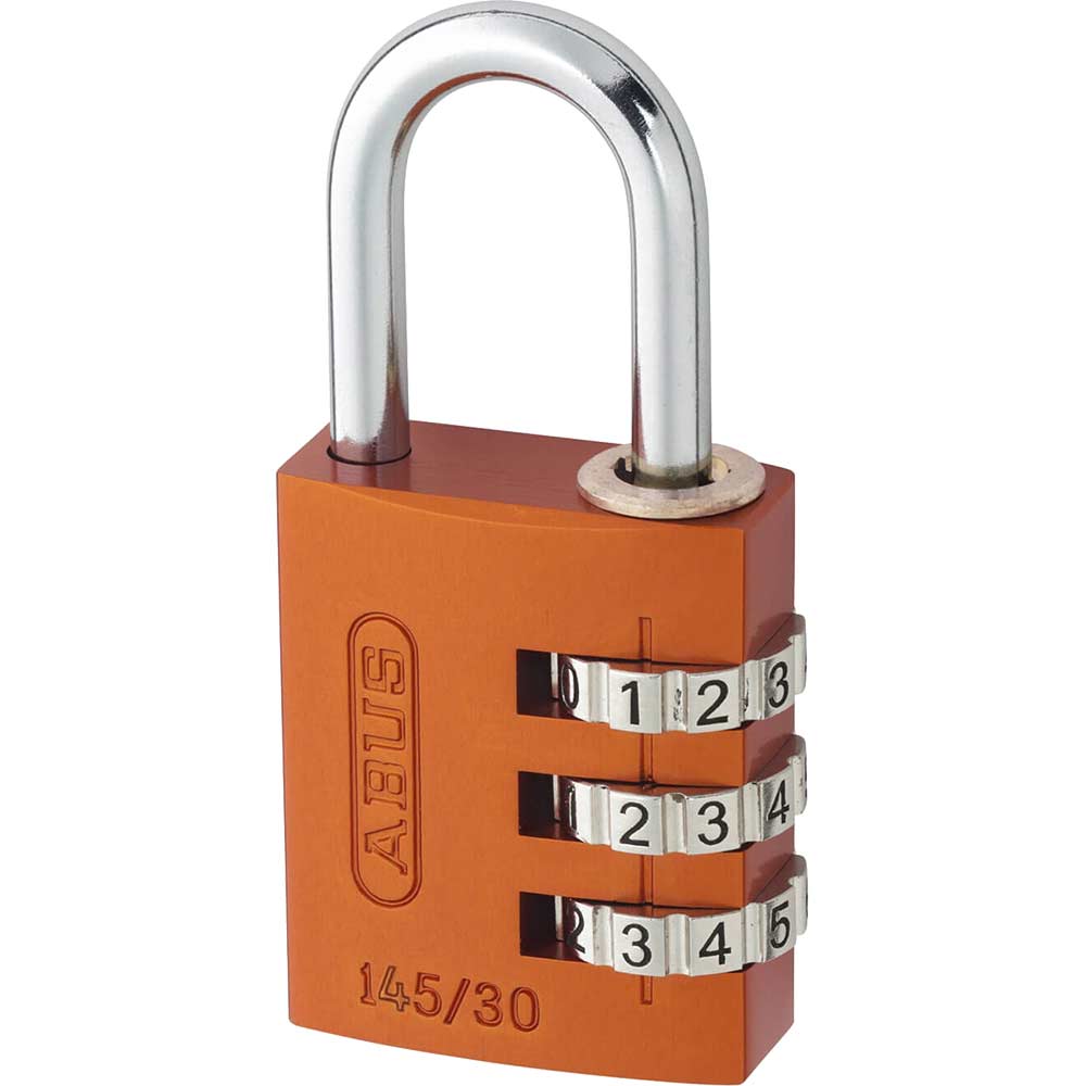 Abus 30mm 145 Series 3 Digit Combination Aluminium Padlock Orange