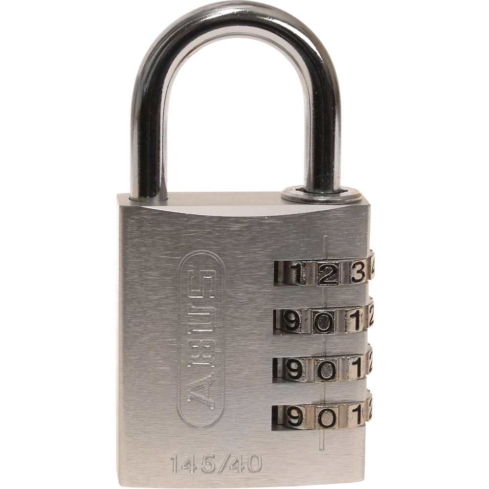Abus 40mm 145 Series 4 Digit Combination Aluminium Padlock Silver