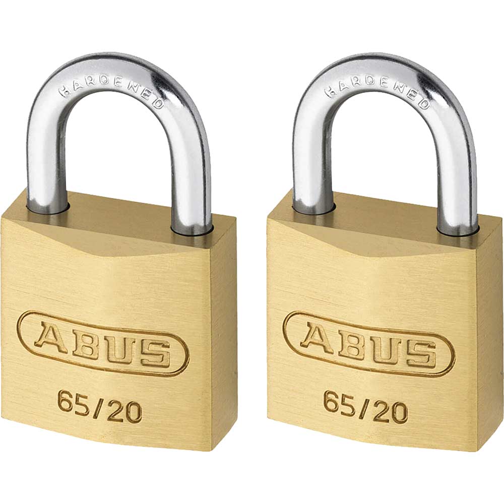 Abus 20mm 65 Series Compact Brass Padlocks Pack of 2 Keyed Alike