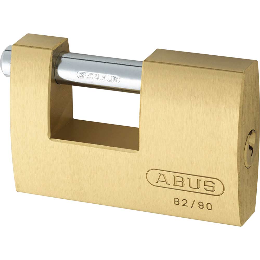 Abus 90mm 82 Series Monoblock Brass Shutter Padlock Keyed Alike To Suite 8521