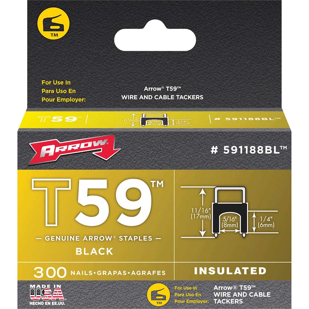 Arrow Insulated Staples 300 6X8mm Black