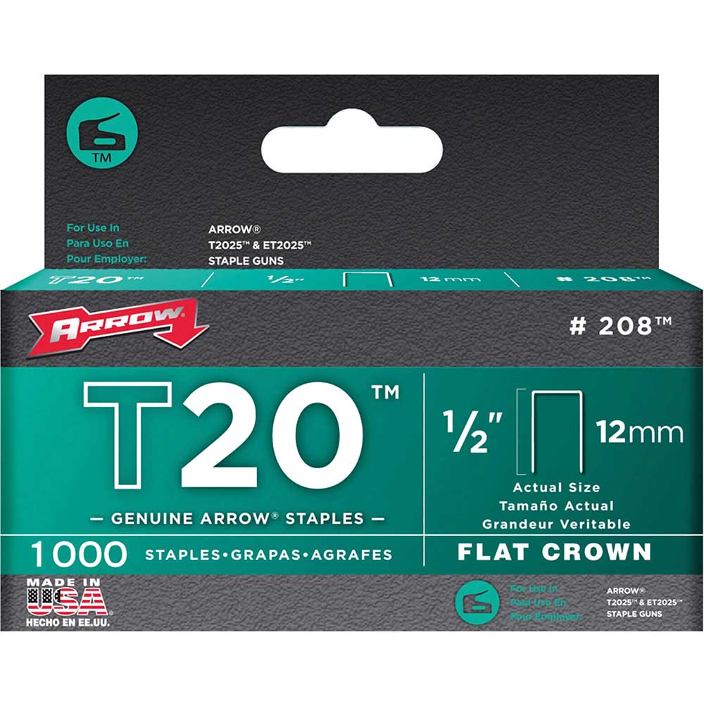 Arrow T20 Staples 12mm 12 Pack of 1000