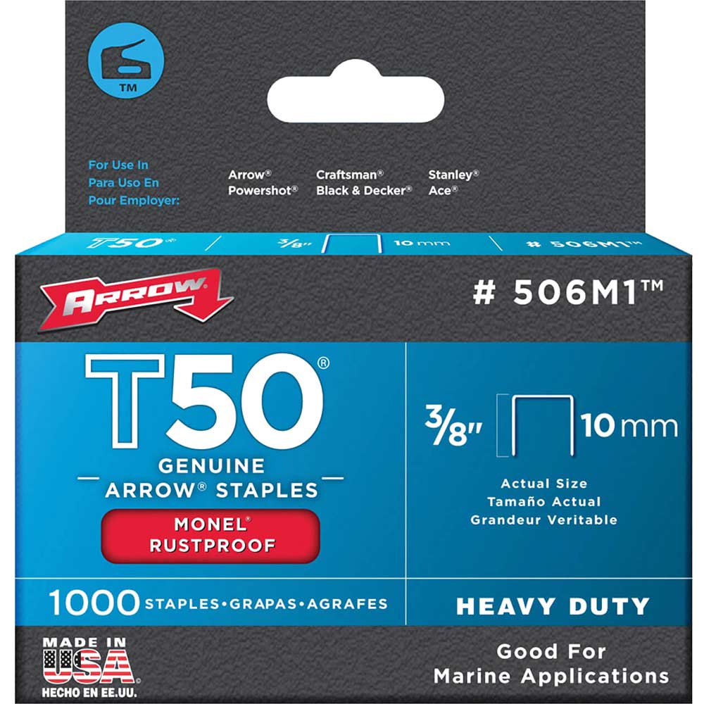 Arrow T50M 506M Monel Staples 10mm 38 Pack of 1000