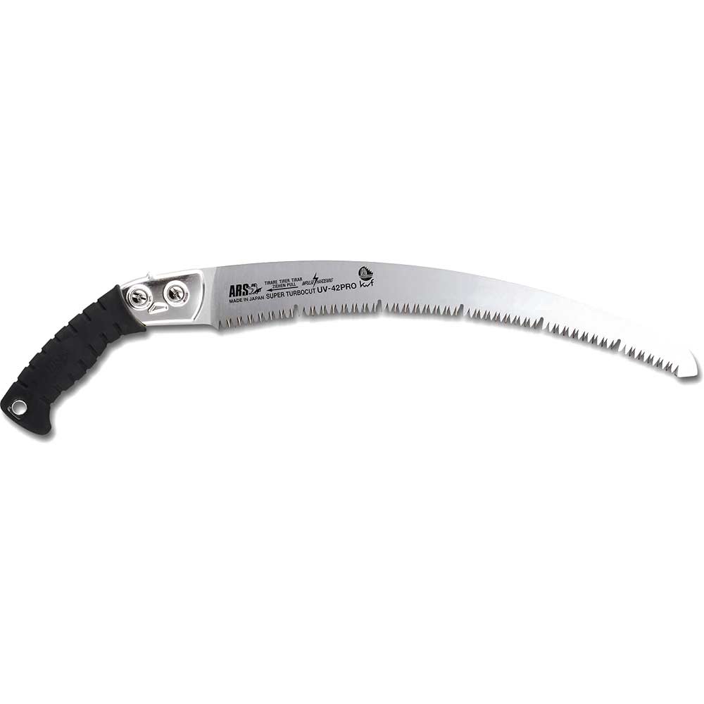 ARS UV42PRO Pruning Saw with Rubber Grip Handle Sheath and 420mm Super Turbocut Curved Blade Overall 600mm Long