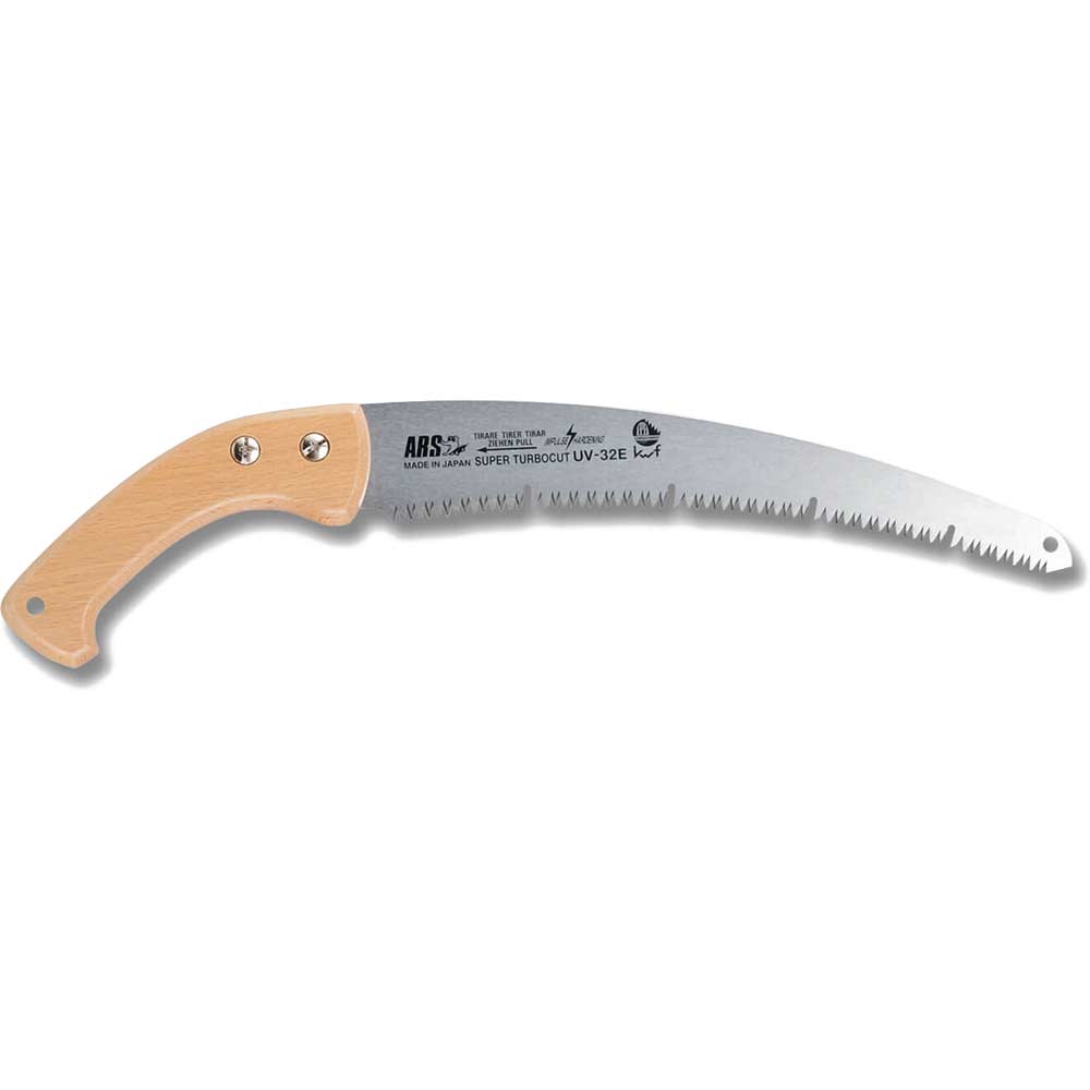 ARS UV32EW Pruning Saw with Wood Grip Handle Sheath and 300mm Super Turbocut Straight Blade Overall 500mm Long