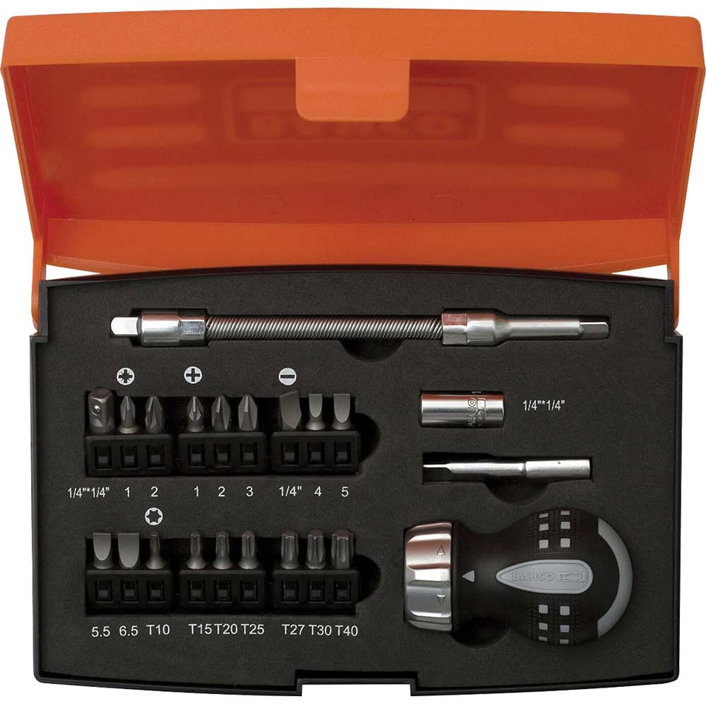 Bahco 22 Piece Mixed Stubby Ratchet Screwdriver and Socket Set