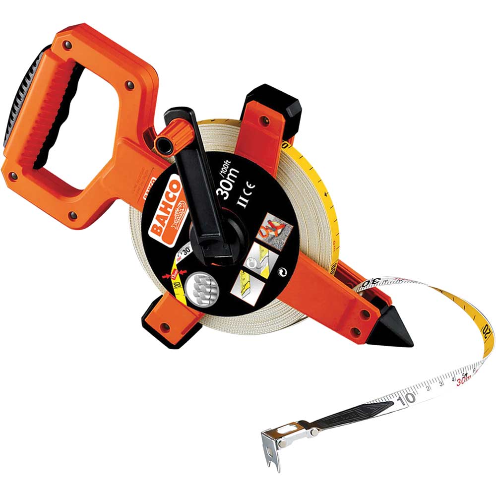 Bahco Open Reel Fibreglass 30 Metre 100 Feet Long Tape Measure