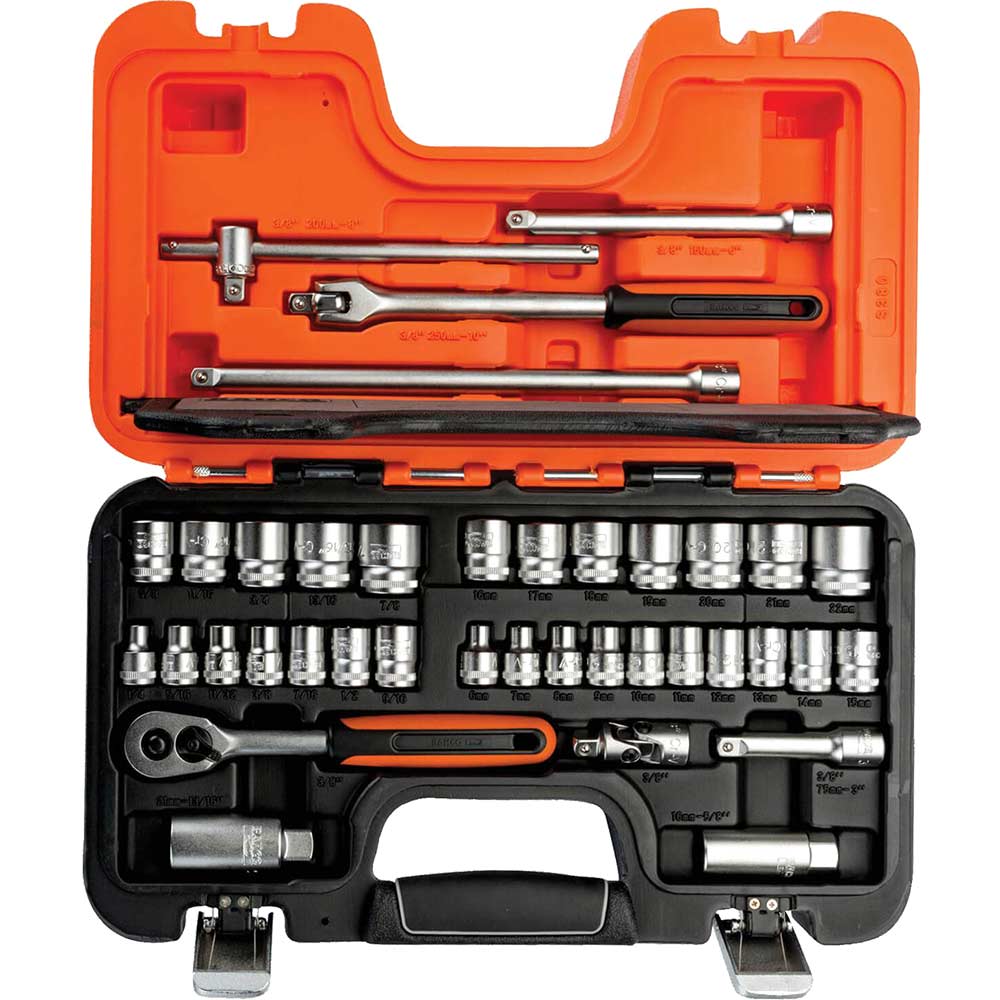 Bahco 38 Piece 38 Drive Socket Set AF and Metric
