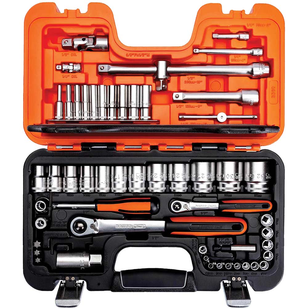 Bahco 56 Piece Combination 14 and 12 Drive Socket Set Metric