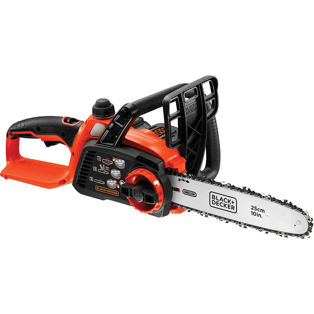 Black and Decker GKC1825L20 18v Cordless Chainsaw with 250mm 10 Bar and 1 Lithium Ion Battery 2ah