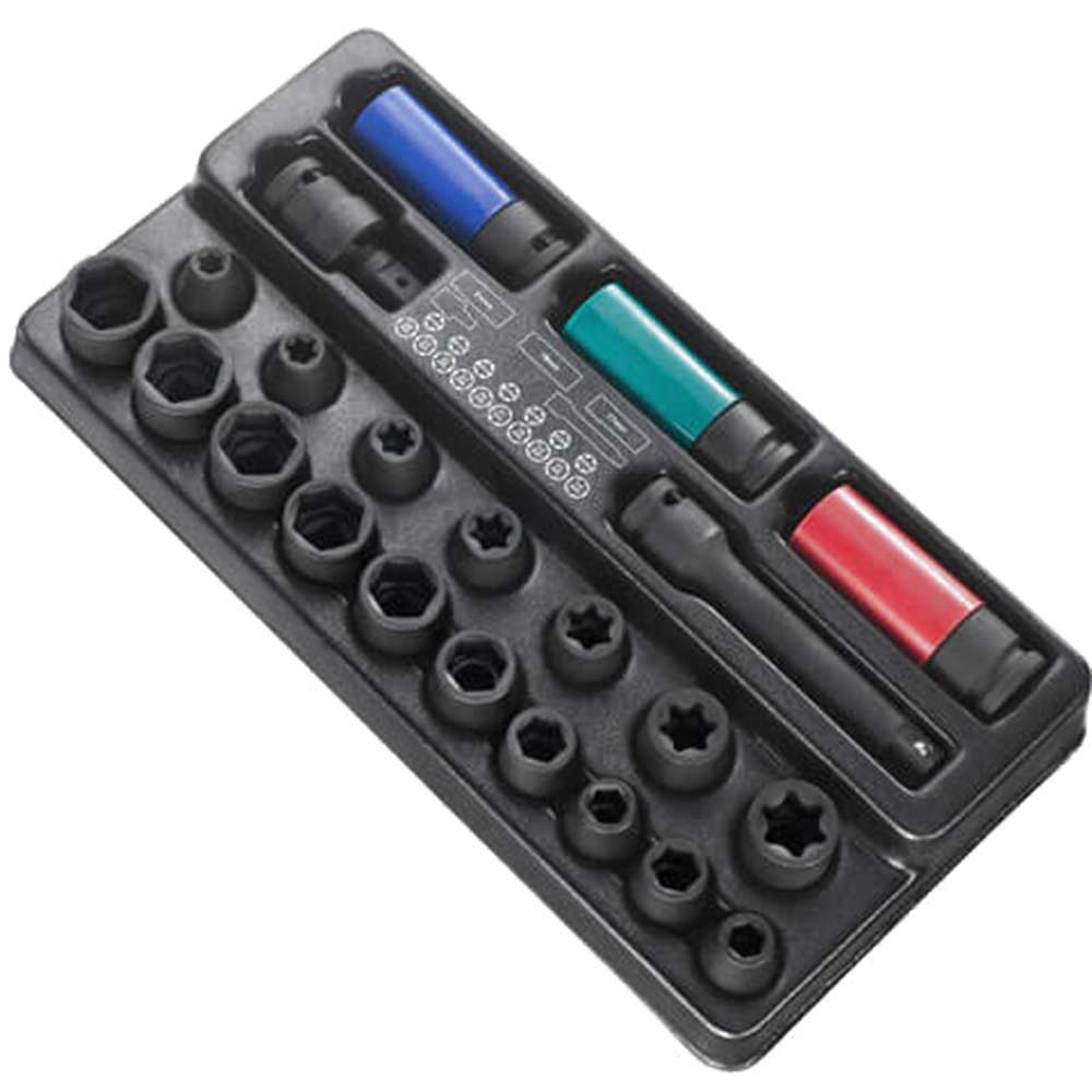 Britool 24 Piece 12 Drive Impact Socket and Accessory Set in Module Tray