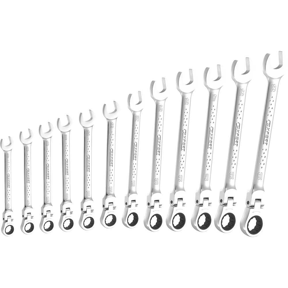 Britool 12 Piece Flexible Head Ratchet Combination Spanner Set 8 19mm