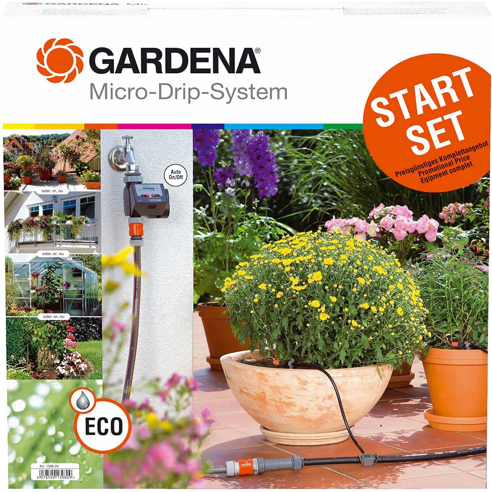 Gardena Micro Drip System Starter Set with Computer Water Timer C14E