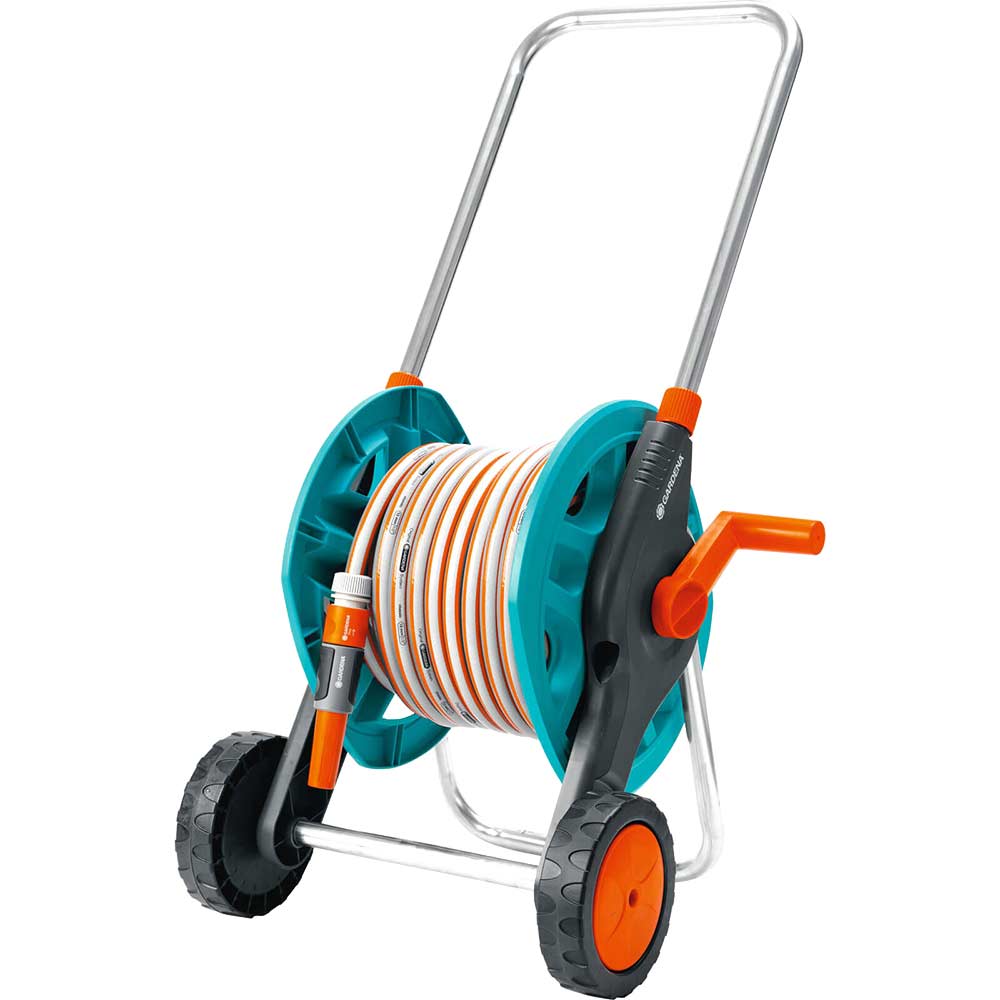 Gardena 30 Metre Folding Compact Hose Cart with 30 Metre Classic Hose Pipe and Connectors 125mm 12