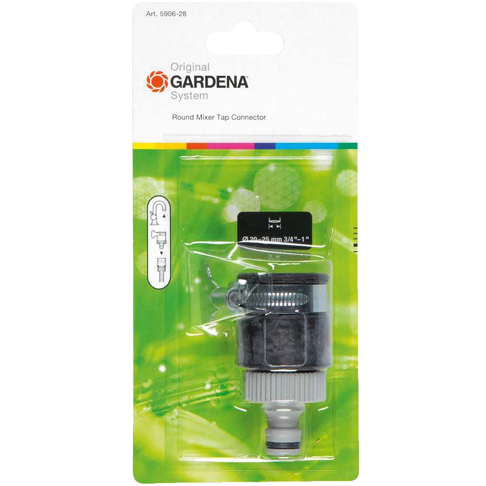 Gardena Round Mixer Tap Hose Connector with 20 to 25mm External Dia