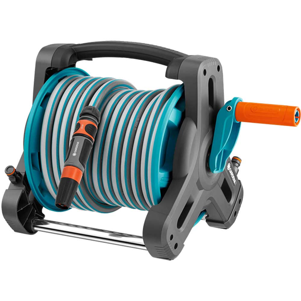 Gardena 10 Metre Hose Reel with 10 Metre Classic Hose Pipe and Connectors 125mm 12