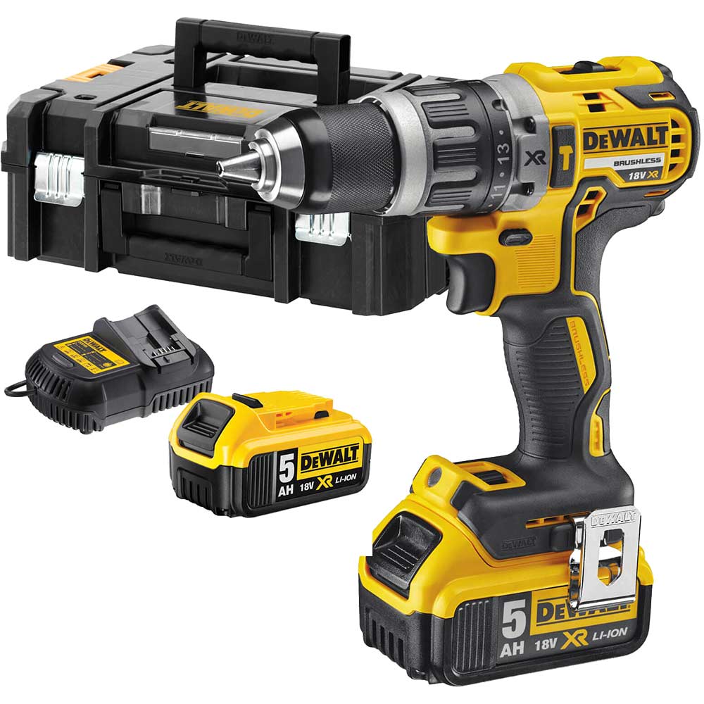 DeWalt DCD796P2 18v Cordless XR Brushless Combi Drill with 2 Lithium Ion Batteries 5ah