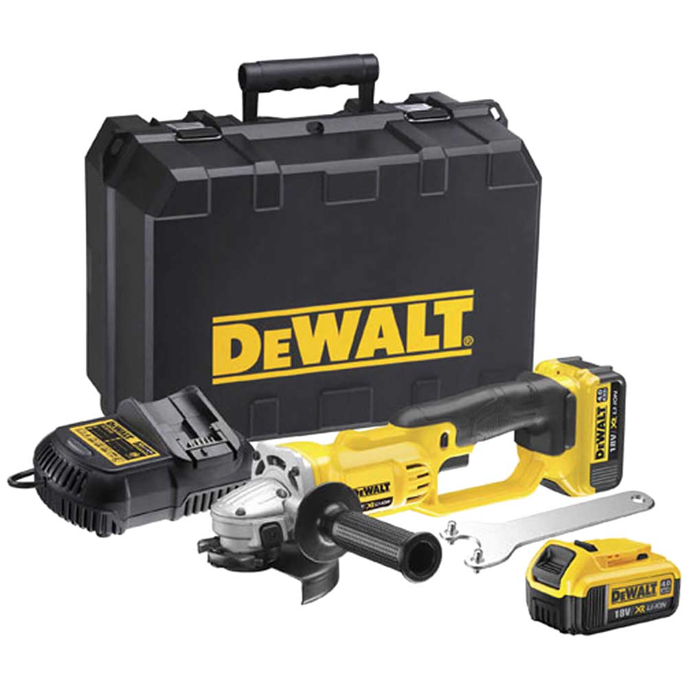 DeWalt DCG412M2 18v Cordless XR Premium Angle Grinder 125mm 5 Disc with 2 Lithium Ion Batteries 4ah