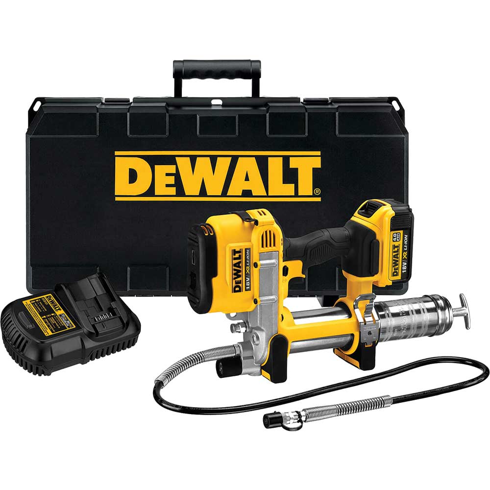 DeWalt DCGG571M1 18v Cordless XR Grease Gun with 1 Lithium Ion Battery 4ah and Kitbox