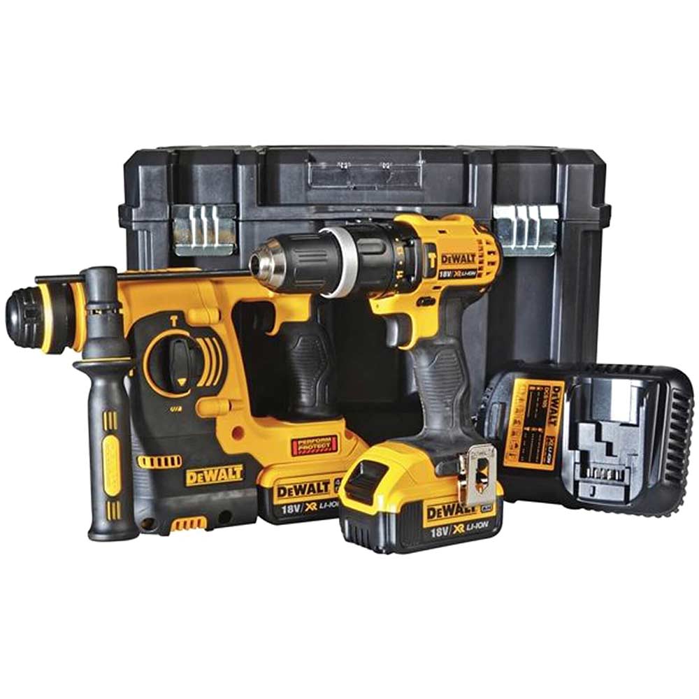 Dewalt DCK206M2T 18v Cordless XR Combi Drill and SDS Hammer Drill with 2 Lithium Ion Batteries 4ah