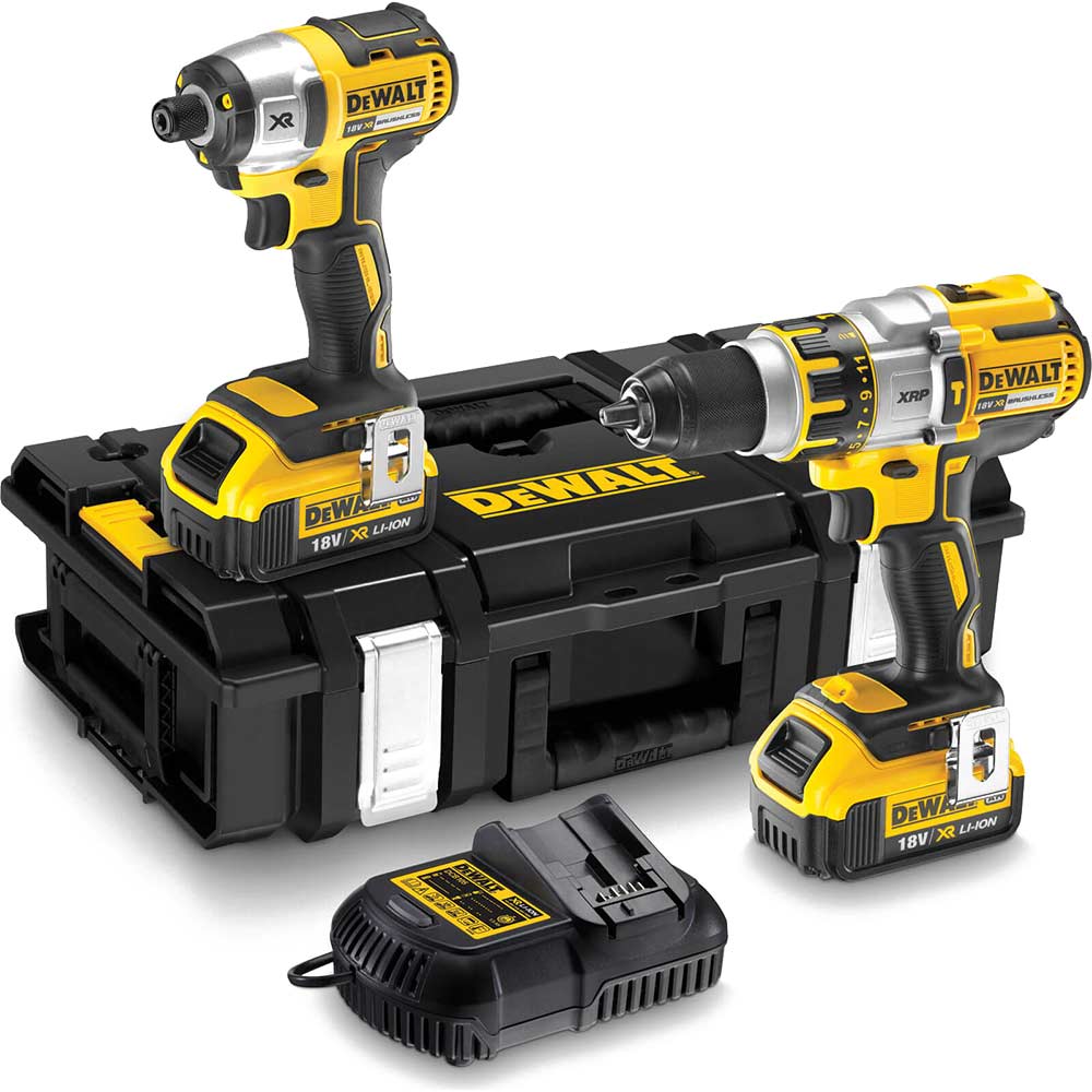 DeWalt DCK255M2 18v Cordless XR Brushless Combi Drill and Impact Driver with 2 Lithium Ion Batteries 4ah