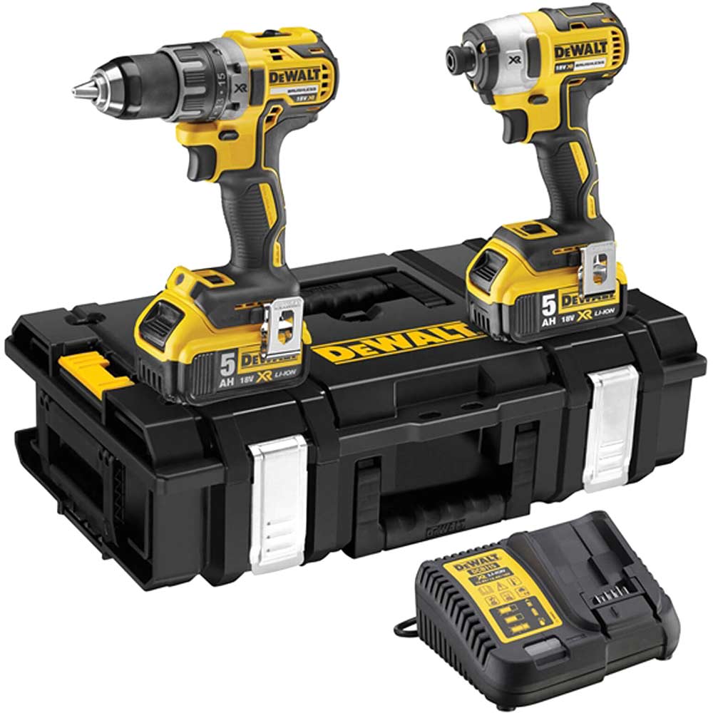 DeWalt DCK266P2 18v Cordless XR Brushless Combi Drill and Impact Driver with 2 Lithium Ion Batteries 5ah
