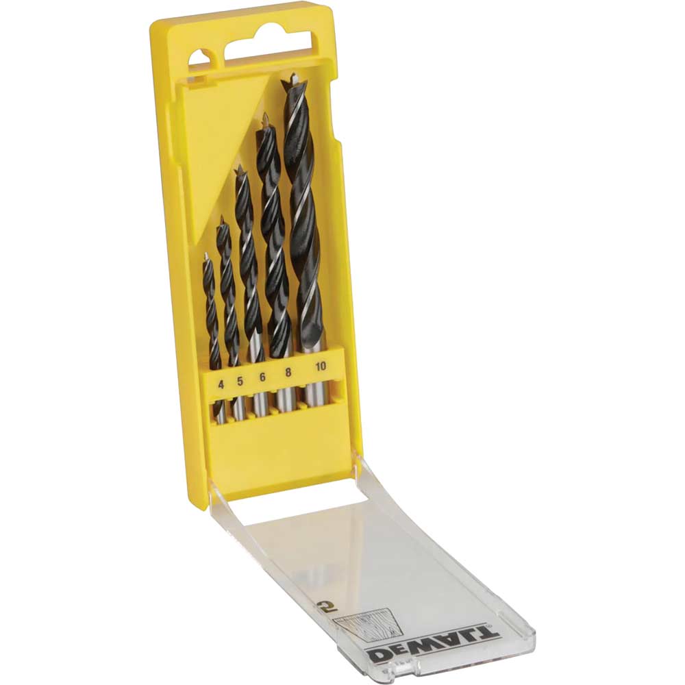 DeWalt 5 Piece Brad Point Wood Drill Bit Set 4 10mm