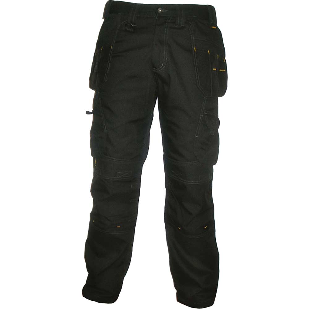 DeWalt Mens Pro Canvas Work Trousers Black 42 Waist 33 Leg