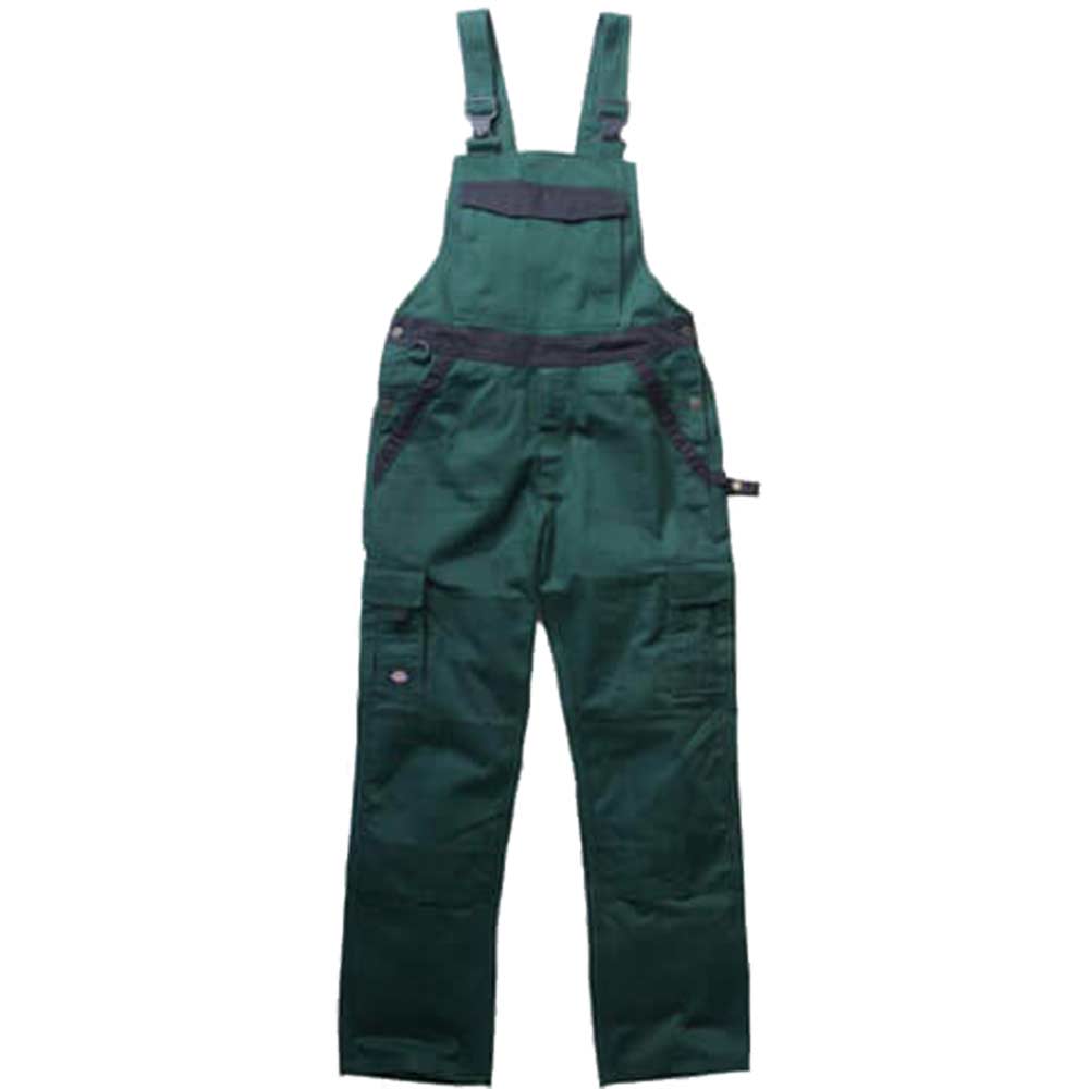 Dickies Mens Industry 300 Two Tone Work Bib and Brace Green Black 42 Waist 31 Leg