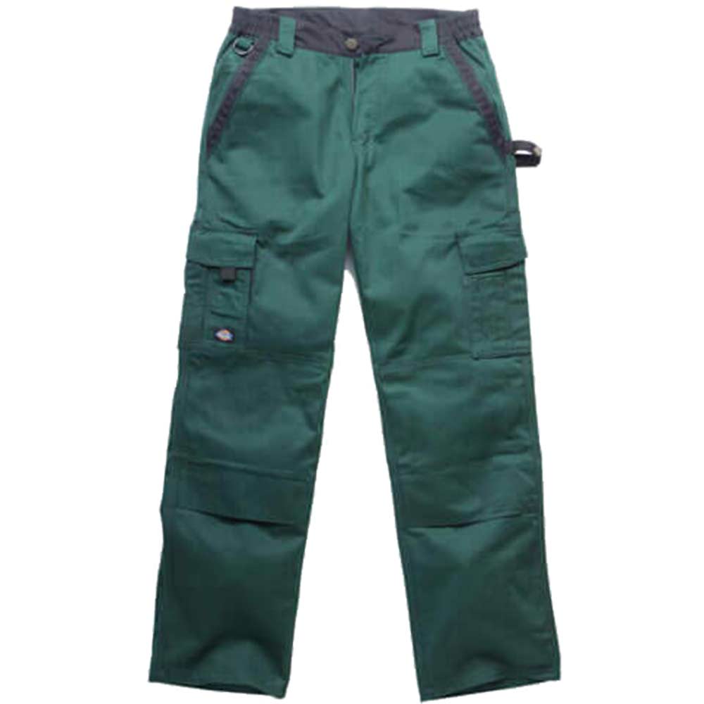 Dickies Mens Industry 300 Two Tone Work Trousers Green Black 38 Waist 30 Leg