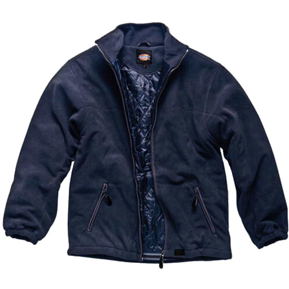 Dickies Mens Padded Fleece Jacket Navy Blue Medium