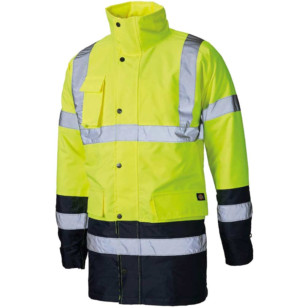 Dickies Hi Vis Two Tone Parka Safety Jacket Yellow Navy Large