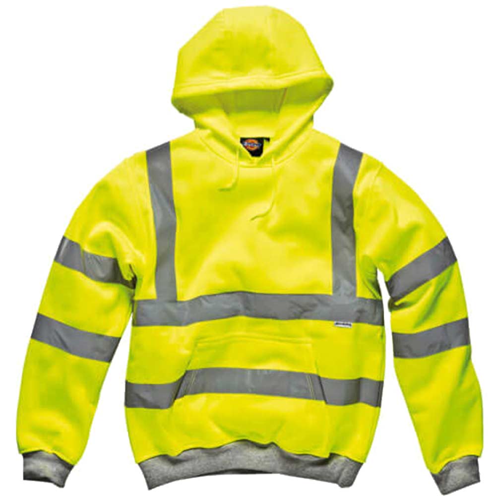 Dickies High Vis Safety Hooded Sweatshirt Yellow Medium