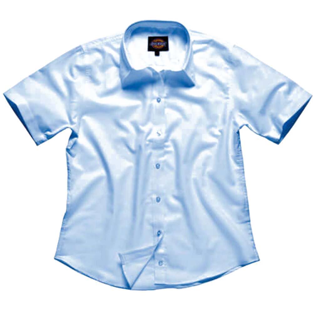 Dickies Ladies Oxford Weave Shirt Short Sleeve Blue Size 16