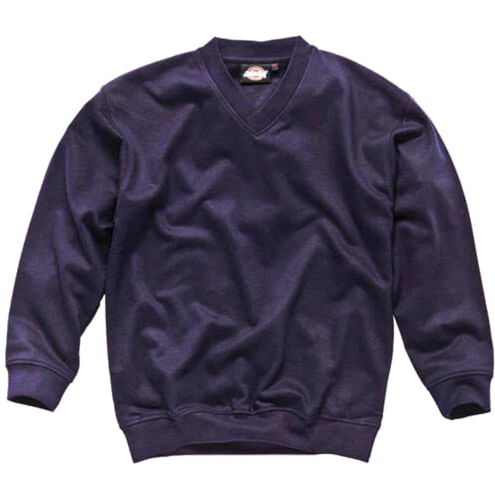 Dickies Mens V Neck Sweatshirt Navy Blue Medium