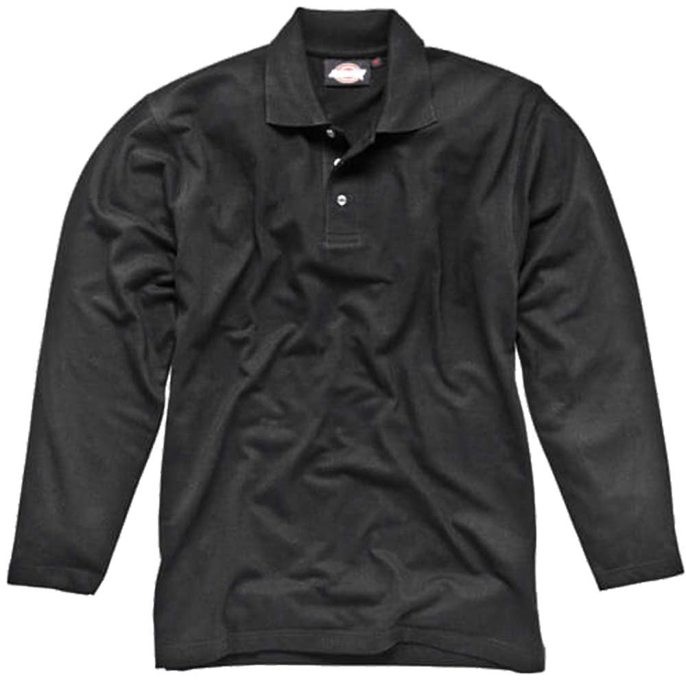 Dickies Mens Long Sleeve Polo Shirt Black Small