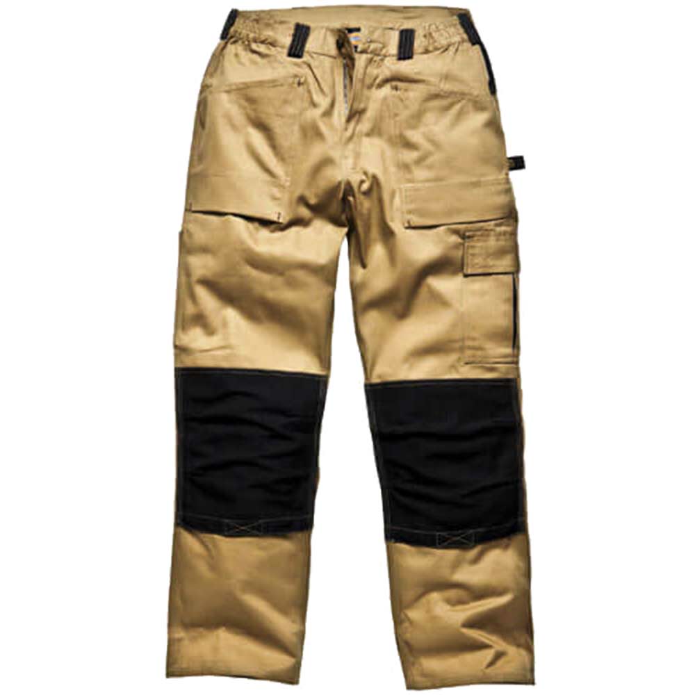 Dickies Mens Grafter Duo Tone 290 Work Trousers Khaki Black 40 Waist and 31 Leg