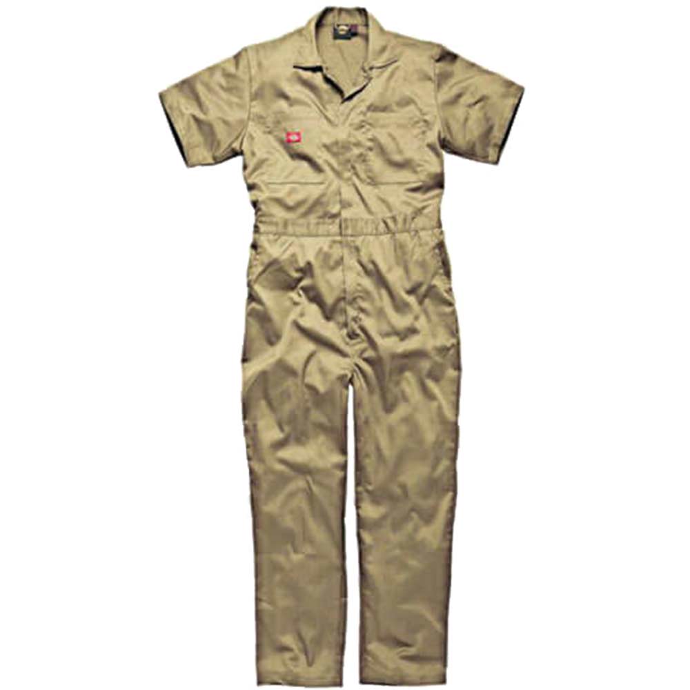 Dickies Mens Lightweight Cotton Short Sleeve Overalls Khaki Medium