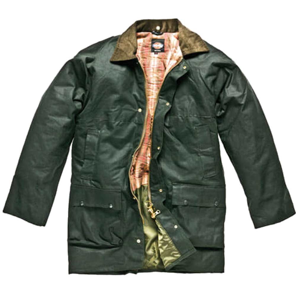 Dickies Mens Weatherproof Zip Front and Stud Front Westfield Wax Jacket Bottle Green Medium