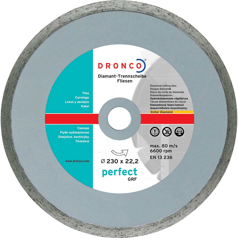 Dronco PERFECT GRF 200mm x 222mm Bore Angle Grinder and Tile Saw Diamond Dry Cutting Disc for Tiles