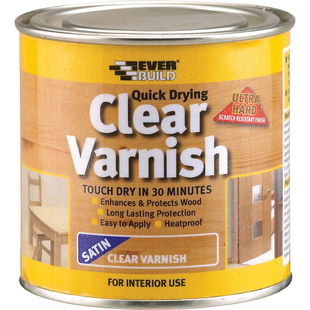 Everbuild Quick Drying Wood Varnish Satin Clear 250ml